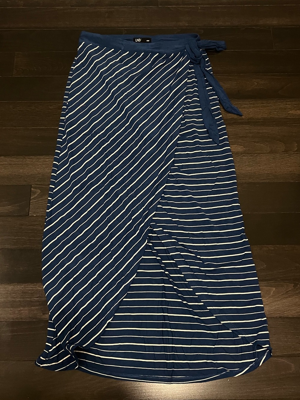 Striped Navy Wrap Maxi Skirt
